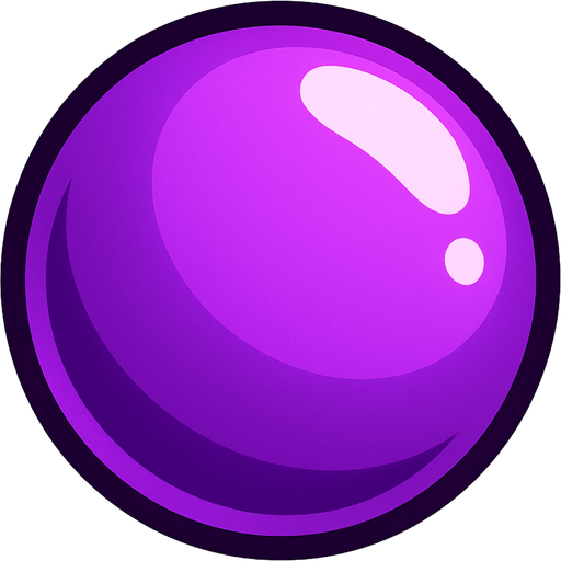 purpleBall.
In-Game asset.  2d.  High contrast.  No shadows