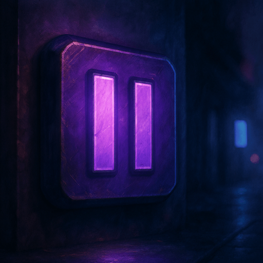 semi-realistic comic book style, moody neon lighting, lo-fi urban atmosphere, rich textures, cinematic framing, purple and blue tones, soft gradients, ambient reflections
