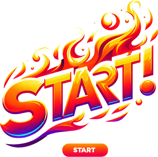 An SVG of the word “Start” written in fire. Cartoon..
Single Game Texture.  In-Game asset.  2d.  Blank background.  High contrast.  No shadows