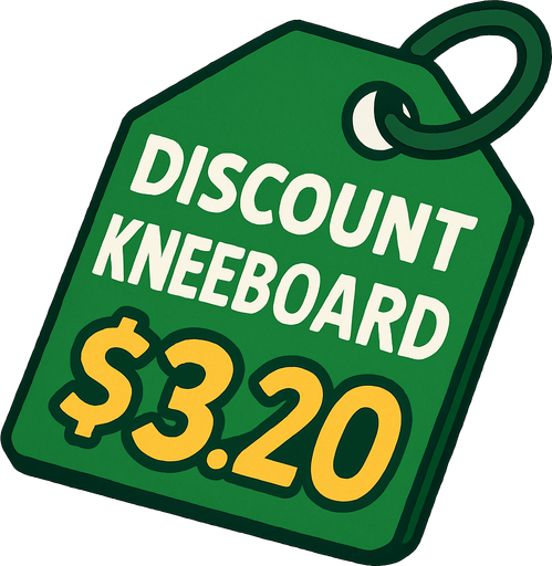 Green price tag that says discount kneeboard $3.20.
In-Game asset.  2d.  High contrast.  No shadows