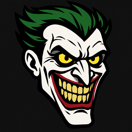 Süper kötü olan joker'in kafasını oluştur.
In-Game asset.  High contrast.  No shadows