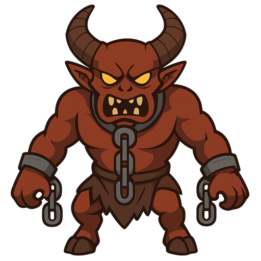dungeon demon. No background. Transparent background. Blank background. No shadows. 2d. In-Game asset. flat