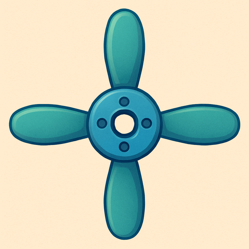 Propeller for a drone, viewed straight from above. Cute soft graphics. soft ambient light. semi-matte to satin surfaces. naturalistic with slight saturation boost colors. 
In-Game asset.  2d.  High contrast.  No shadows. top down..
In-Game asset.  2d.  High contrast.  No shadows