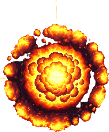 A ring of nuclear fire seen from overhead.
Single Game Texture. In-Game asset. 2d. Blank background. High contrast. No shadows.