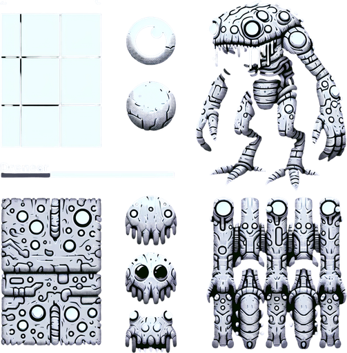 playermonster MG.
Single Game Texture.  In-Game asset.  2d.  Blank background.  High contrast.  No shadows