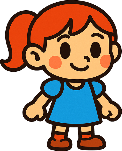 kız çocuğu.
In-Game asset.  2d.  High contrast.  No shadows