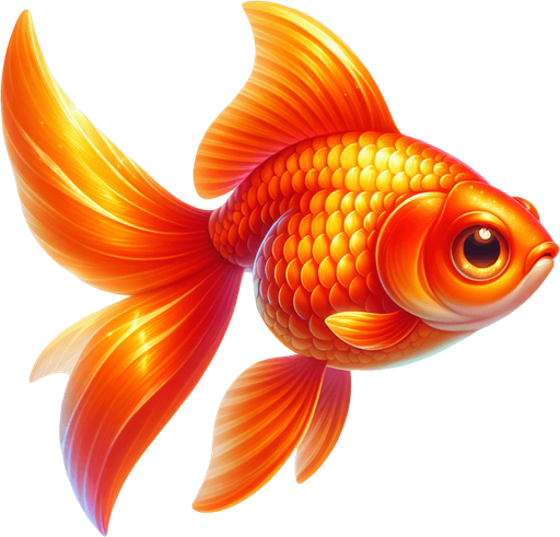 A realistic goldfish.
Single Game Texture. In-Game asset. 2d. Blank background. High contrast. No shadows.