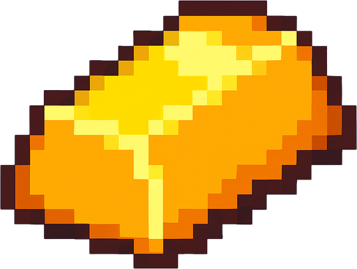 2d pixel bir külçe altın.
In-Game asset.  2d.  High contrast.  No shadows
