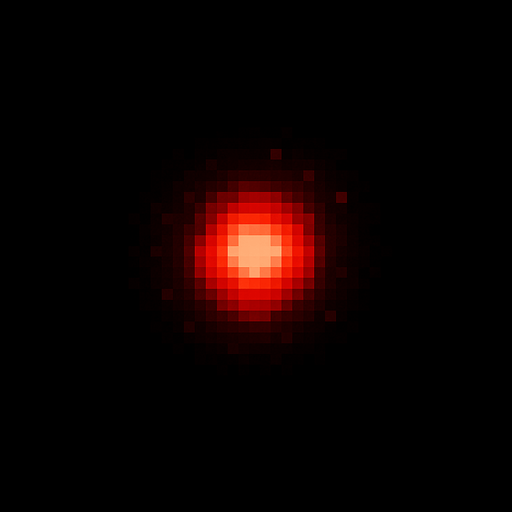 2d pixel high quality A red charcing glowing particle. Bright red core with subtle outer glow. 
Single Game Texture. In-Game asset. 2d. Blank background. High contrast. No shadows.