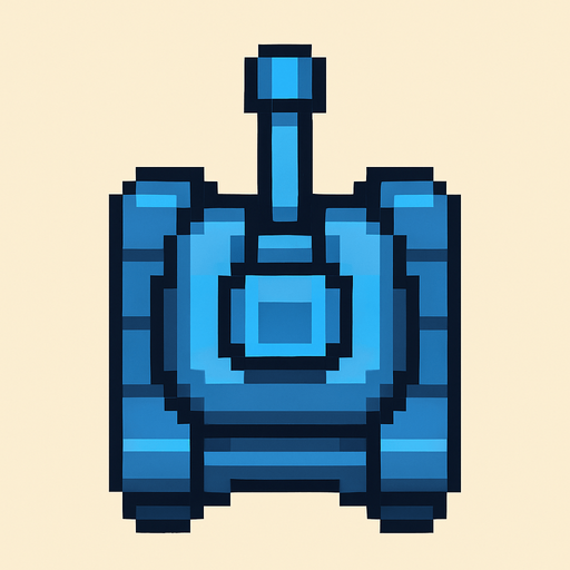 blue tank pixel art top down.
In-Game asset.  2d.  High contrast.  No shadows
