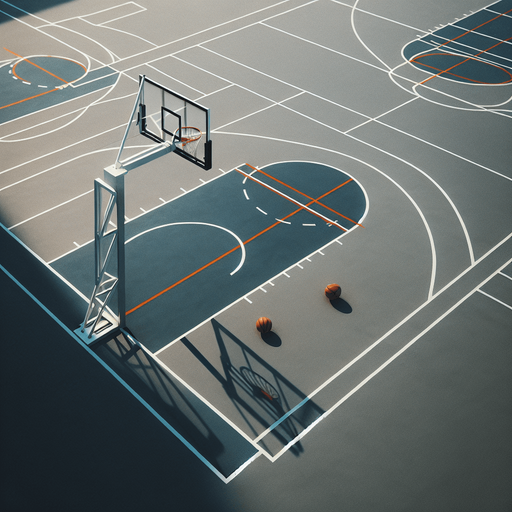 un terrain de basketball.