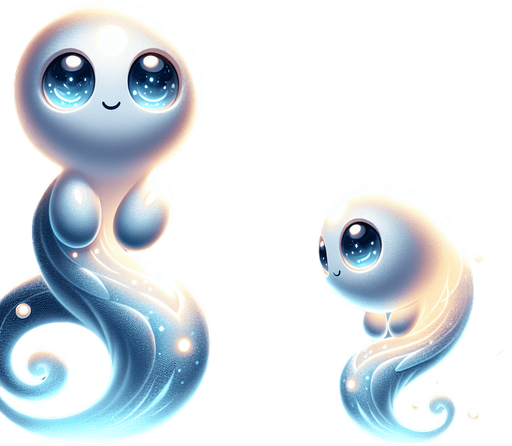 Design a whimsical, uplifting, and glowing character to represent the True Self in a self-discovery game. The character has a soft, fluid form with a shimmering blue body that radiates light and positivity. Its face is friendly and approachable, with round, twinkling eyes full of curiosity and warmth. The character’s playful design includes rounded features and a swirling tail that gives it a floating, ethereal quality. Its posture is relaxed and confident, often depicted leaning back with a serene smile, exuding calmness and self-assurance. The vibrant blend of light blues and whites creates a magical, almost celestial presence, making it a comforting guide for the hero. This character symbolizes inner strength, self-awareness, and positivity, acting as a source of guidance and encouragement throughout the journey..
In-Game asset. 3d. Blank background. High contrast. No shadows.