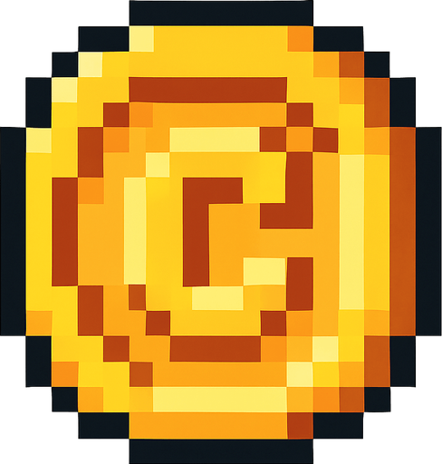 2d pixel art coin.
In-Game asset.  2d.  High contrast.  No shadows