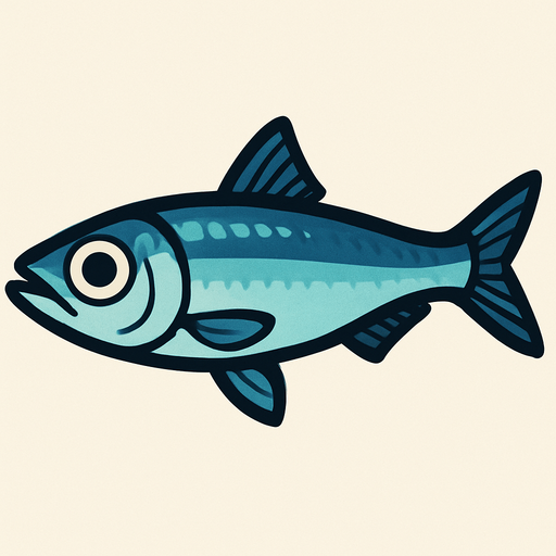 A blueish Anchovy.
In-Game asset.  2d.  High contrast.  No shadows