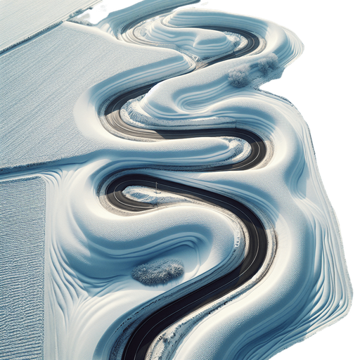 dirty road Fully covered by snow, top view