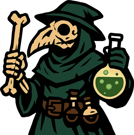 plague bone Alchemist.
In-Game asset.  2d.  High contrast.  No shadows