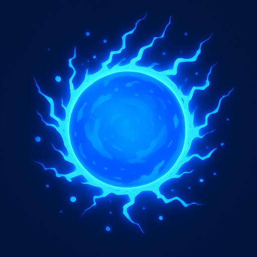 a blue energy ball.
In-Game asset.  2d.  High contrast.  No shadows