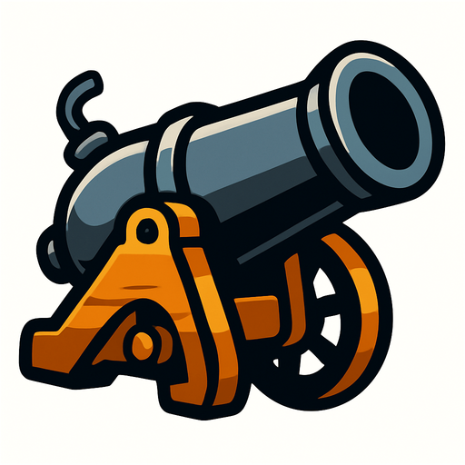 Cannon.
In-Game asset.  2d.  High contrast.  No shadows