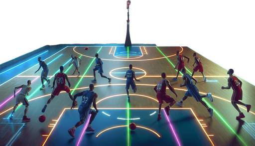 Kinda futuristic basketball court.
Background