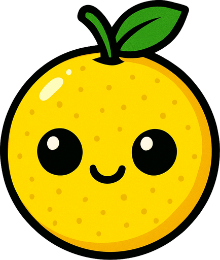 Limon Circular Fruta con ojos lindos.
In-Game asset.  2d.  High contrast.  No shadows. Cartoon.