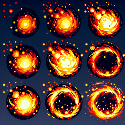 Circular Fire particle. Sprite Sheet.