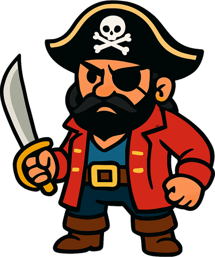 Pirate 2D.
In-Game asset.  2d.  High contrast.  No shadows