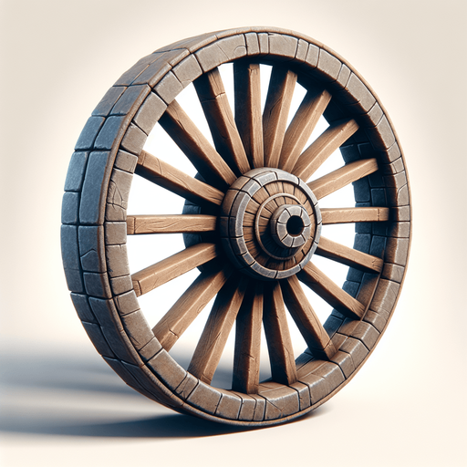 Una rueda de carretilla medieval.
Single Game Texture.  In-Game asset.  2d.  Blank background.  High contrast.  No shadows