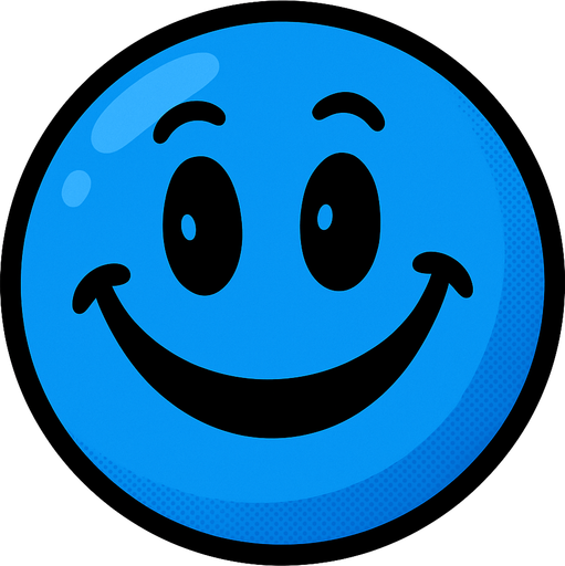 blue happy ball.
In-Game asset.  2d.  High contrast.  No shadows