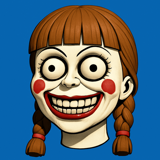 3D Scary but funny annabelle doll face meme.
In-Game asset.  3D.  High contrast.  No shadows