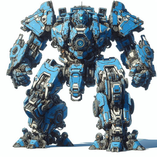 a blue transformer.
Single Game Texture.  In-Game asset.  2d.  Blank background.  High contrast.  No shadows
