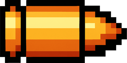 Bullet pixel.
In-Game asset.  2d.  High contrast.  No shadows