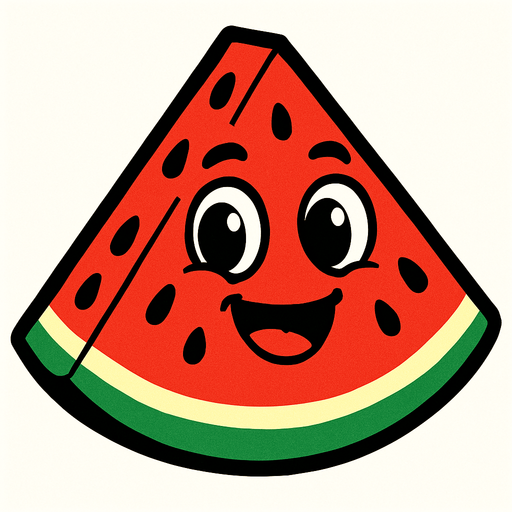 watermelon with face.
In-Game asset.  2d.  High contrast.  No shadows