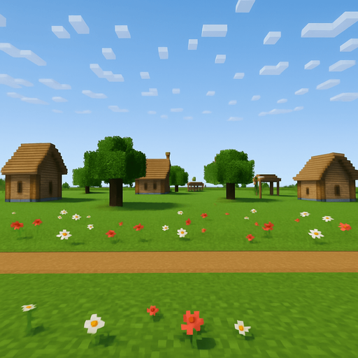 evleri ağaçları biraz daha uzaklaştır yoldan çimenliğe biraz çicek koy çok küçük yol ve çimenlik asla renk ve şekil değiştirmemeli