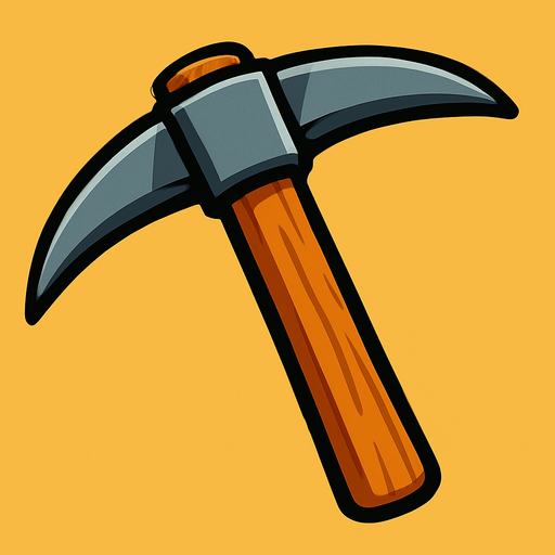 Cartoonish mining pick.
In-Game asset.  2d.  High contrast.  No shadows
