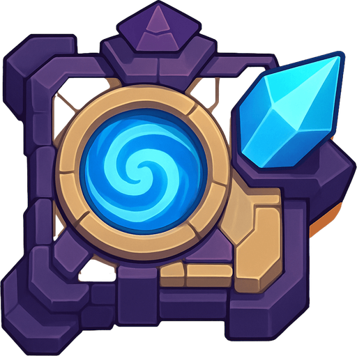 Crea la Torre Arcane en un estilo 2D renderizado, limpio y cartoonish, con contornos claros y definidos, colores vibrantes con transiciones suaves, y sombreado que da volumen a sus superficies superiores.
La perspectiva debe ser VISTA CENITAL (totalmente desde arriba). Esto significa que la torre se verá como si estuviera siendo observada directamente desde arriba, con los detalles de su parte superior siendo prominentes.
Esta torre NO tiene una base circular. Su elemento de ataque principal (vórtice, cristal central) debe estar orientado para proyectar energía hacia la DERECHA.
La torre debe tener un perfil bajo y la menor cantidad de relieve vertical posible para facilitar una rotación fluida en la animación. El vórtice o cristal principal debe ser el punto focal superior..
In-Game asset.  2d.  High contrast.  No shadows