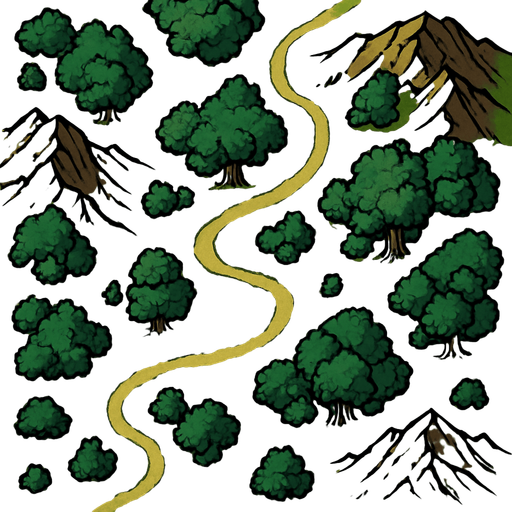 Üstten olacak şekilde hafif ormanlık ve dağlık olacak şekilde çayır.. In-Game asset. 2d. High contrast. Gölgelikler olsun. Map tarzı bir harita..
In-Game asset.  2d.  High contrast.  No shadows