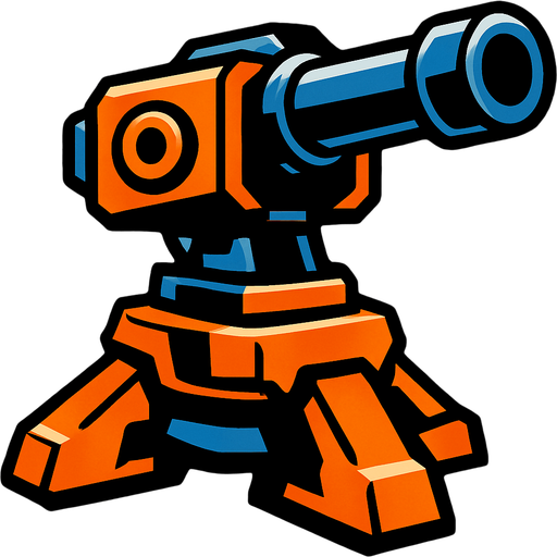 Crea una torreta.
In-Game asset.  2d.  High contrast.  No shadows