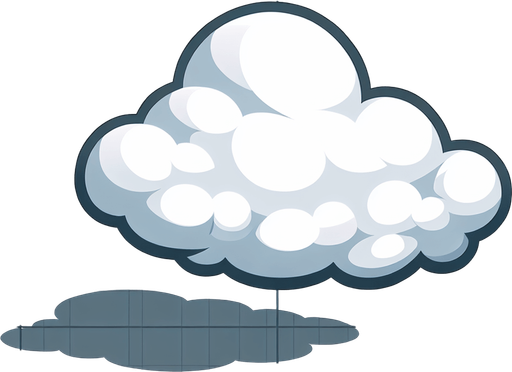 2d cartoon cloud, side view, game asset Single Game Texture. In-Game asset. 2d. Blank background. High contrast. No shadows.
