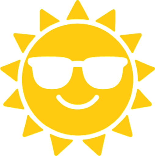 make a yellow circle that is like the sun that has sunglasses on.
In-Game asset.  2d.  High contrast.  No shadows