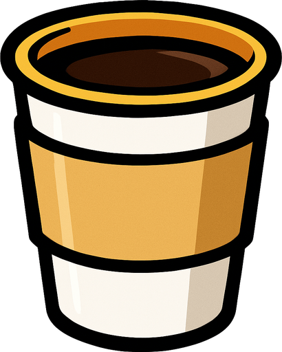 a coffee.
In-Game asset.  2d.  High contrast.  No shadows