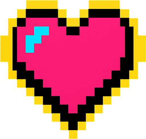 A VERY COOL PIXEL HEART.
In-Game asset.  2d.  High contrast.  No shadows