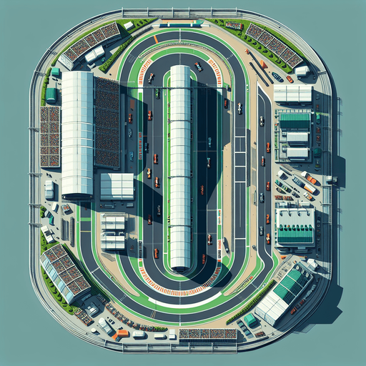 Race track top view.
Single Game Texture. In-Game asset. 2d. Blank background. High contrast. No shadows.