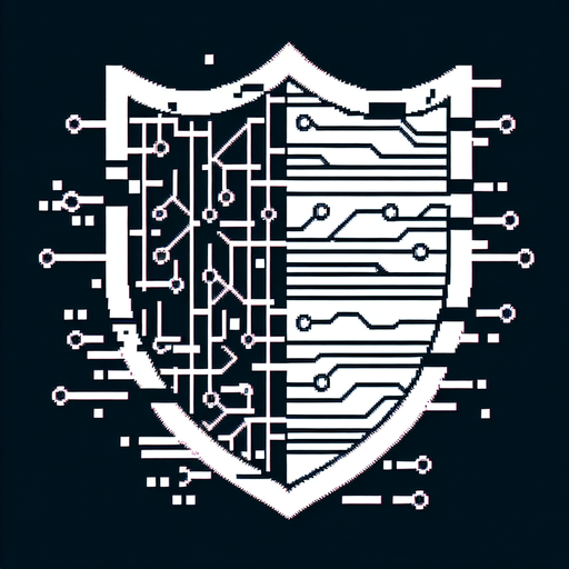 A shield shape formed from a 1's and 0's matrix pattern (like circuitry). Some lines of the grid could be missing or 'glitching' out, suggesting attacks passing through harmlessly.
Single Game Texture.  In-Game asset.  2d.  Blank background.  High contrast.  No shadows