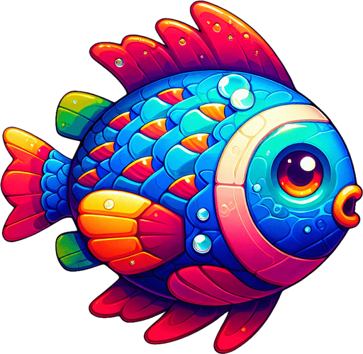 Fish.
Single Game Texture.  In-Game asset.  2d.  Blank background.  No shadows