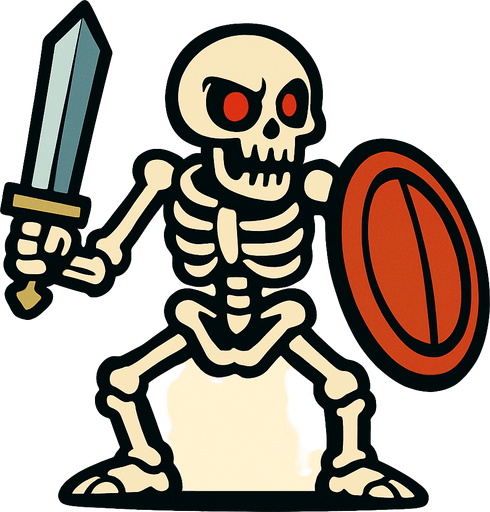 Skeleton enemy.
In-Game asset.  2d.  High contrast.  No shadows