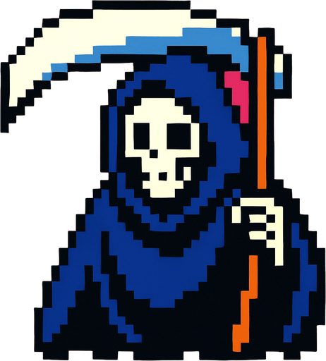 la muerte de pixeles.
In-Game asset.  2d.  High contrast.  No shadows
