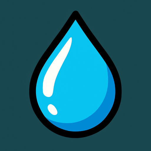 gota de agua en 2d.
In-Game asset.  2d.  High contrast.  No shadows