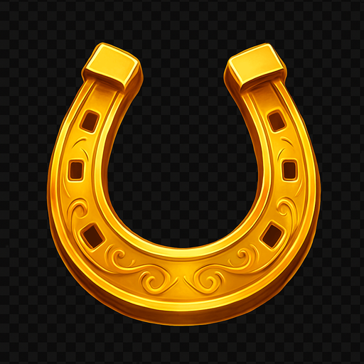 Crea un asset para el símbolo 'F' de Megaways: una Herradura Dorada.
Una herradura clásica, pero de color dorado brillante y con un acabado metálico. Puede tener pequeños detalles grabados o incrustaciones sutiles. Debe transmitir buena suerte y fortuna (15x). Estilo de casino elegante. Fondo transparente. Un amuleto de la suerte..
In-Game asset.  2d.  High contrast.  No shadows