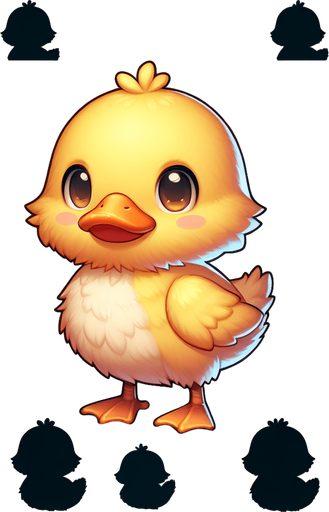 a duck chick.
Single Game Texture.  In-Game asset.  2d.  Blank background.  High contrast.  No shadows
