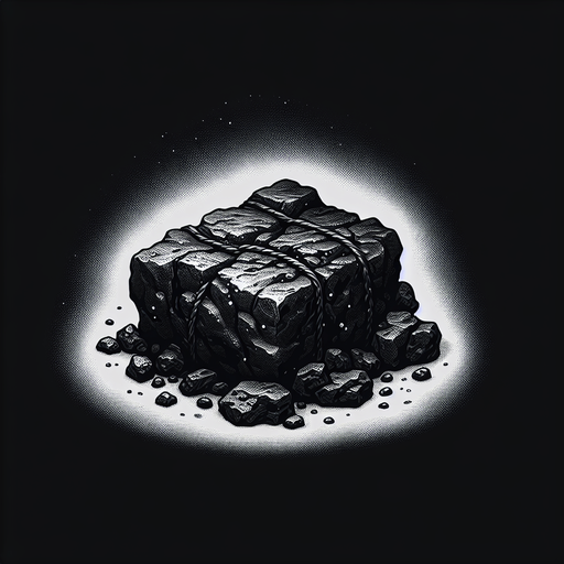 eerie christmas inspired lump of coal with a resident evil style.
Single Game Texture. In-Game asset. 2d. Blank background. High contrast. No shadows.